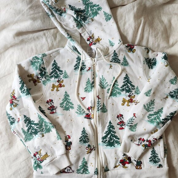 2022 Disney Parks Mickey & Friends Holiday Chritmas Zip Up Hoodie Jacket Size M - Picture 1 of 7